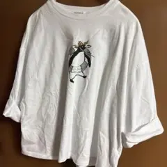ペンギンイラスト 半袖Tシャツ ホワイト Lサイズのサムネイル