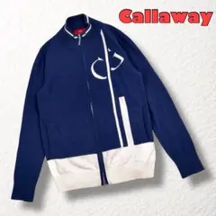 【Callaway】ゴルフ カシミヤ混 フルジップ ニット ジャケットM
