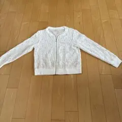 GU ホワイト レース ジップアップ 長袖 ジャケット