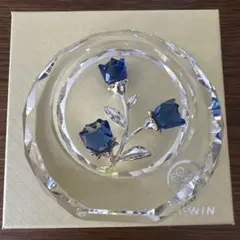 クリスタルガラス ハート型置物 ブルーローズ - メルカリ