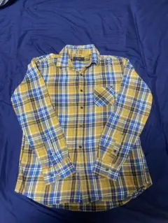 AZUL by moussy アズール　黄色チェック柄長袖シャツ