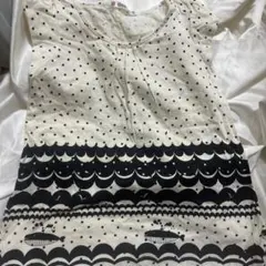 水玉と波模様の半袖シャツ M