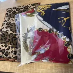 スカーフ3枚セット 大判90×90cm レオパード＆クラシック柄 未使用