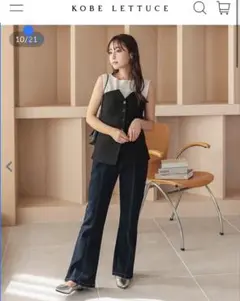 センターシームフレアデニムパンツ[M3690]