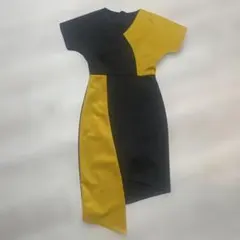 黒×黄色バイカラードレス