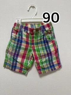 90サイズ チェック柄ショートパンツ