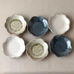 【6枚】新品 美濃焼 和花 小皿 薬味皿 醤油皿 灰釉 お洒落 和モダンのサムネイル