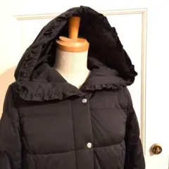 週末限定セールフード付きブラックダウンコート