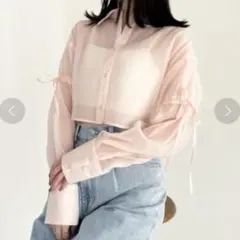 Heather アソートリボンシアーシャツ　クロップド　未使用タグ付き　F 短丈のサムネイル