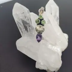 アメジスト シトリン ペリドット　ペンダントトップ　インドジュエリー
