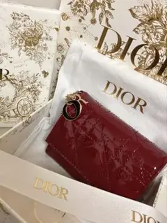 Dior 折りたたみ財布 ウォレット カナージュ パテントカーフスキン ボルドーのサムネイル