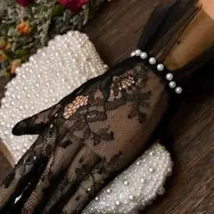 レース　ショート　グローブ 手袋 結婚式　ドレス シースルー パール　フォーマ