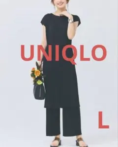 UNIQLOユニクロプリーツワンピース&パンツセット(L)Black