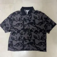 H&M ポロシャツ 総柄 グレー ブラック Mサイズのサムネイル