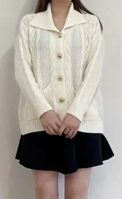 titty&Co.PETIT ビックカラーケーブルニットカーディガンのサムネイル