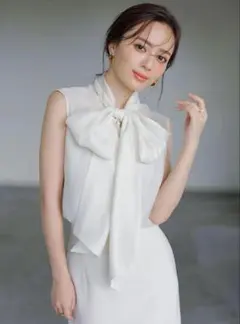 【未使用】anuans 2wayシアーボリュームタイブラウス