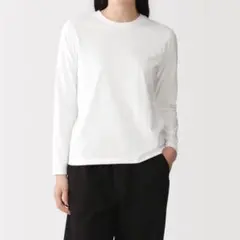 婦人　天竺編みクルーネック長袖Ｔシャツ 婦人Ｍ・白のサムネイル
