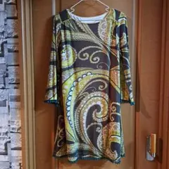 ペイズリー柄五分袖チュニック