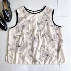 美品 トゥモローランド コレクション 刺繍 フレンチスリーブ ブラウス 