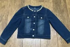 デニムジャケット パール装飾 ボタン付き