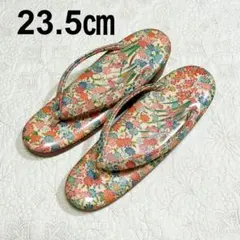 【即日発送】 美品 和装草履 華やかな四季の花々 高ヒール 金襴調