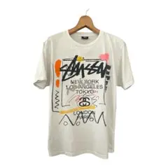 【希少デザイン】ステューシー Tシャツ 両面プリント マルチカラー Mサイズ