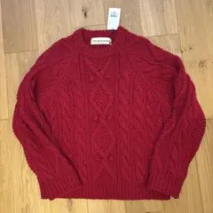 THE SHINZONE アランケーブルニットプルオーバー　F0 レッド