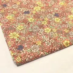 RF7 プリント フラワー コットン100％生地 レトロお花⑦濃ピンク 輸入生地