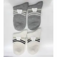 レディース 靴下 ソックス グレー 白 4足セット