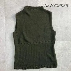NEWYORKER ニューヨーカー ニットベスト オリーブ レイヤード Mのサムネイル