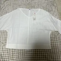 UNIQLO ドレープブラウス 七分袖 オフホワイト S
