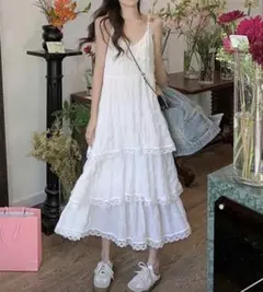 SHEIN　レースキャミワンピース ホワイト