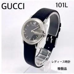 GUCCI 101J グッチ メンズ時計 稼働品 ブラック文字盤 新品社外ベルト