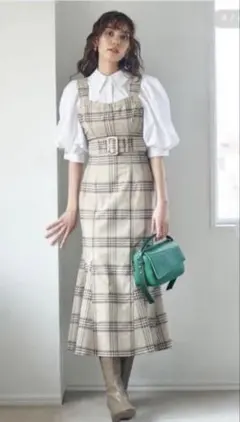 美品 WEB限定 SNIDEL コルセットマーメイドジャンスカ チェック 1