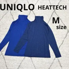 ヒートテックタートルネック長袖2枚セット（青・ストライプ）　UNIQLO