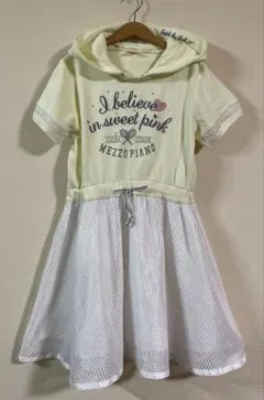 メゾピアノ　ワンピース　150 切り替え　パーカー　レース