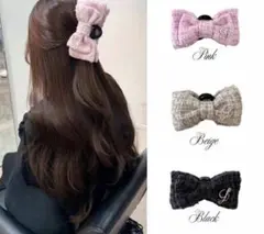 Lumignon ♥ L tweed ribbon hair clip ブラック Lumignon L tweed ribbon hair clip - メルカリ