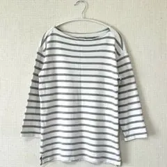 GAP/ボーダー柄七分袖カットソー/レディースS/ホワイト×グレー/少々毛玉あり