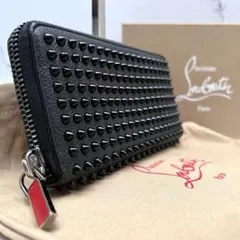◇美品◇ルブタン パネトーネ スパイクスタッズ長財布 シボ革 ブラック