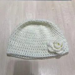 バラ　ニット帽　編み物　ハンドメイド
