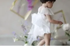 【美品】ベビードレス ロンパース 白 80cm