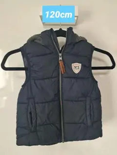ネイビー フード付き ダウンベスト