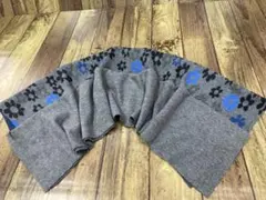 ★日本製★　暖たか　花柄ニット生地 グレー×青×黒　‘TORAY ‘ペアセット