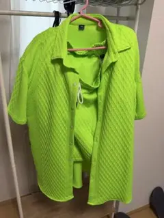 SHEIN ポロシャツ ネオングリーン XXL