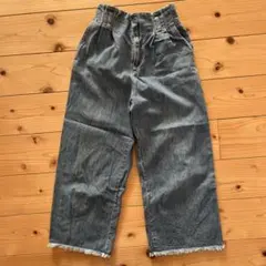 ハニーズ　ワイド　裾フリンジ　ジーンズ　Lサイズ　春服　デニム　ハイウウエスト