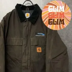 メキシコ製US古着◆カーハート 企業刺繍ダックジャケット ネイビー メンズ2XL