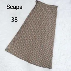 Scapa スキャパ　チェック柄 フレアスカート 38　ロング　ブラウン系　М