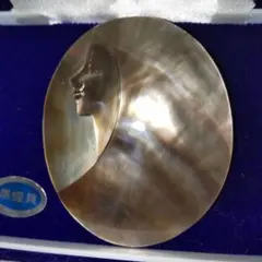 ヴィンテージ 黒蝶貝 女性の横顔 ブローチ SILVER 刻印あり