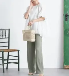 新品earth music&ecology2way袖フリルプルオーバー白コットン
