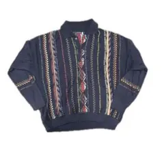 90s vintage 古着 総柄 3Dニット　オージーニット